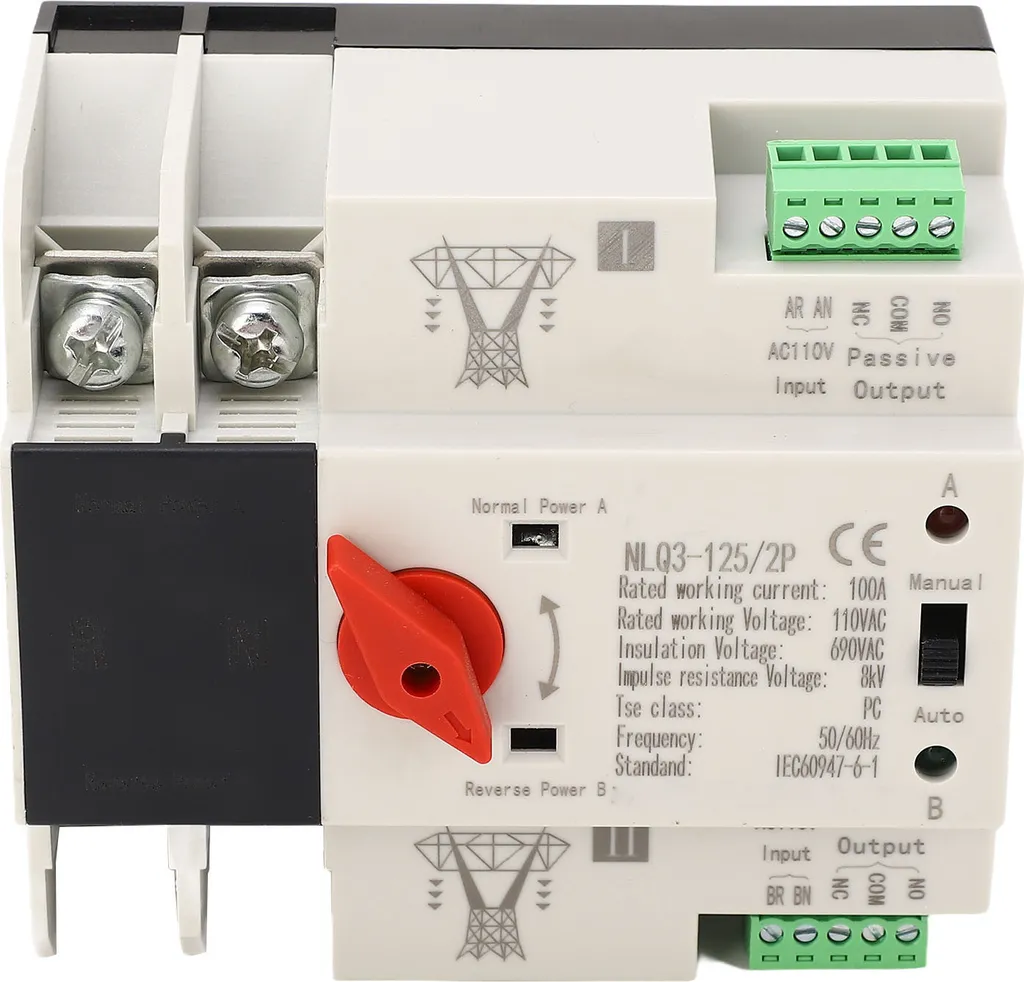 ATS Double Puissance 100A 110V 2P Montage Rail 35mm Haute Performance - 2