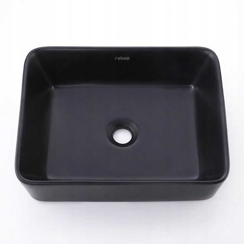 Umywalka nablatowa czarna ceramiczna matowa 48x36 Zdjęcie produktu 