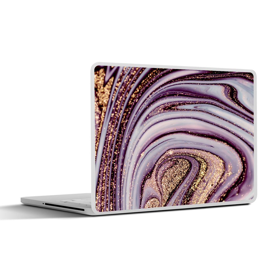 MuchoWow Laptop Aufkleber Sticker Cover Marmor - Rosa - Gold - Glitter - Marmoroptik - Luxus 36.5x27.5 cm - Laptop-Sticker