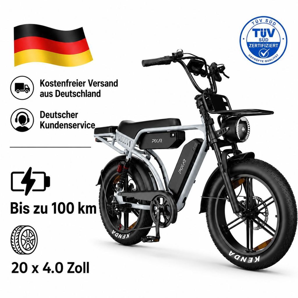 PIXAR M9 E-Bike 48V 17,5Ah Akku (100km), 250W Heckmotor, Produktbild 
