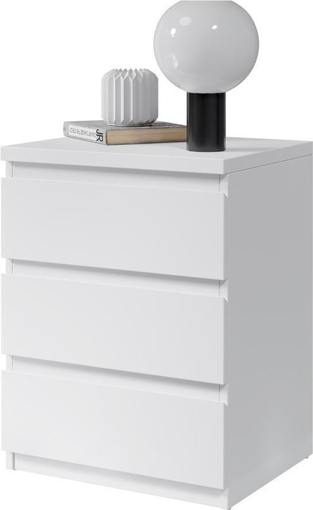 Nachtkommode >Olli< in Weiß - 45x61x38cm (BxHxT) Produktbild 