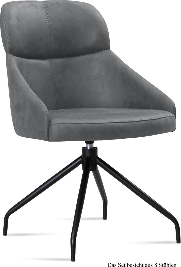 Esszimmerstuhl drehbar (8er-Set) Dorian 52x82x63 Schwarz/Grau