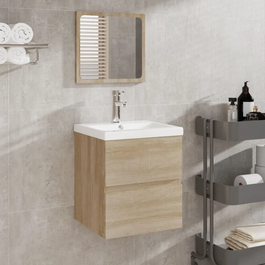Armoire de salle de bain avec miroir pour rangement cosmétique chêne