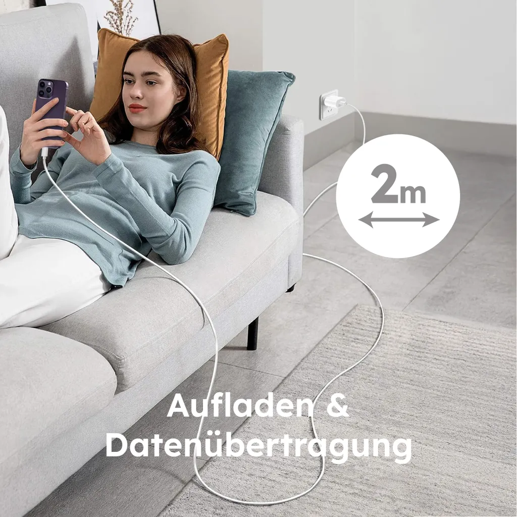 Câble Lightning vers USB-C de 2m pour iPhone et iPad Speed Flex blanc - 4