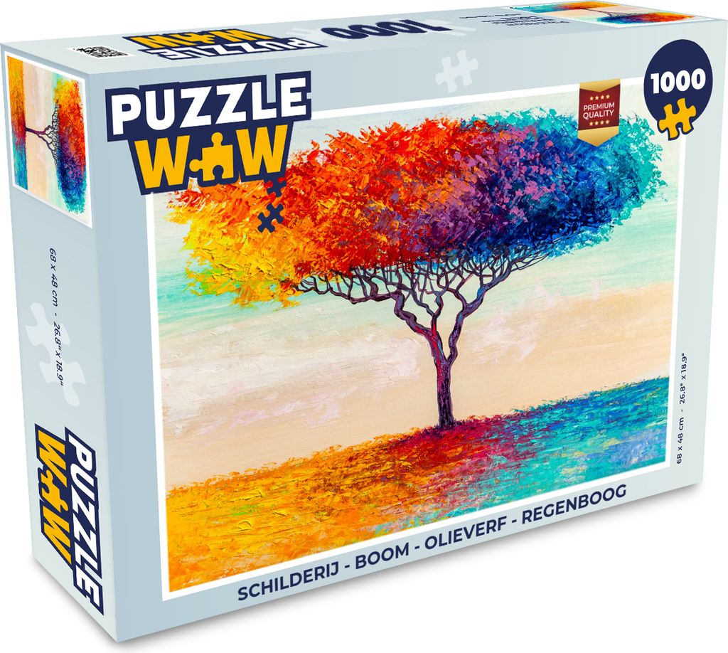 MuchoWow Puzzle 1000 Teile Gemälde - Baum - Ölfarbe - Regenbogen - Erwachsene - Rätsel