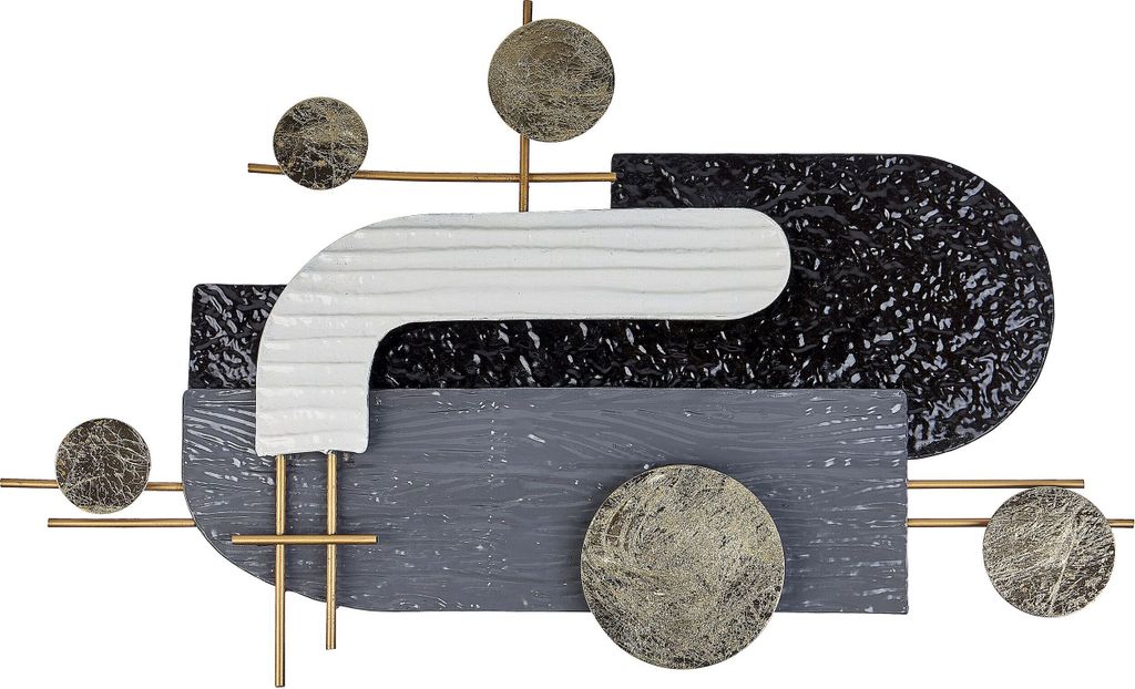 BELIANI Wanddekoration Schwarz und Gold Eisen Geometrisch Einteilig Handgemacht Modern Wandobjekt Wanddeko für Schlafzimmer Wohnzimmer Küche Essz...