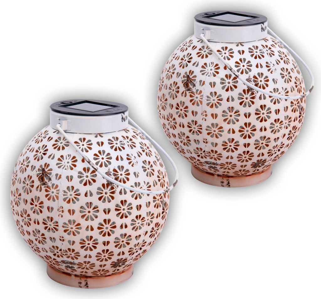 Näve Leuchten LED Solarleuchte BLUMENMUSTER mit Diode LED Solarleuchte BLUMENMUSTER mit Diode 2er-Set LED Deko-/Solarleuchte l/b: 18cm weiß, Lamp...