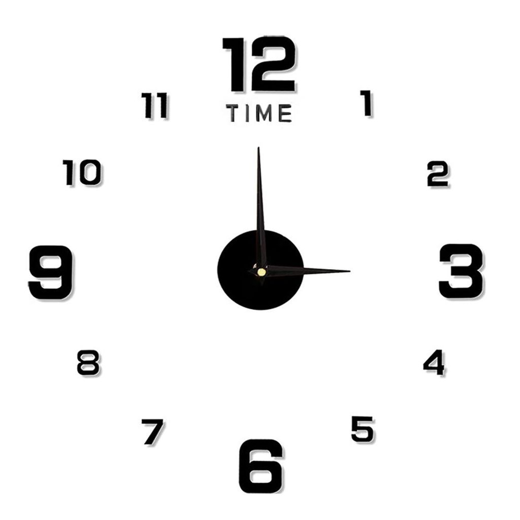 Große moderne Wanduhr | Rießen Hochglanz 3D Wand Uhr in Schwarz mit spiegelnder Oberfläche | Wandtattoo XL XXL Analog 130 cm | zum Kleben