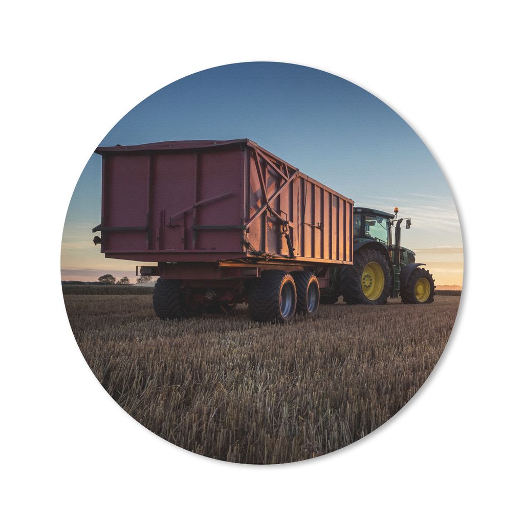 MuchoWow Mauspad Mousepad Traktor - Grün - Sonnenuntergang - Horizont - Grün - Landleben 50x50 cm - Mousepads - Maus Mat - Pad - Mausunterlage ...