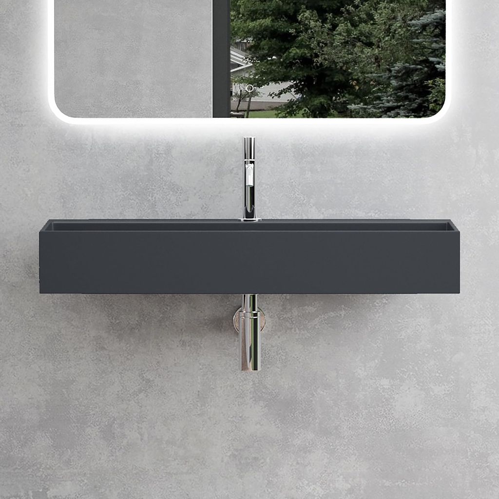 Mai&Mai Mineralguss Waschbecken Anthrazit matt 100x40x14cm, Produktbild 
