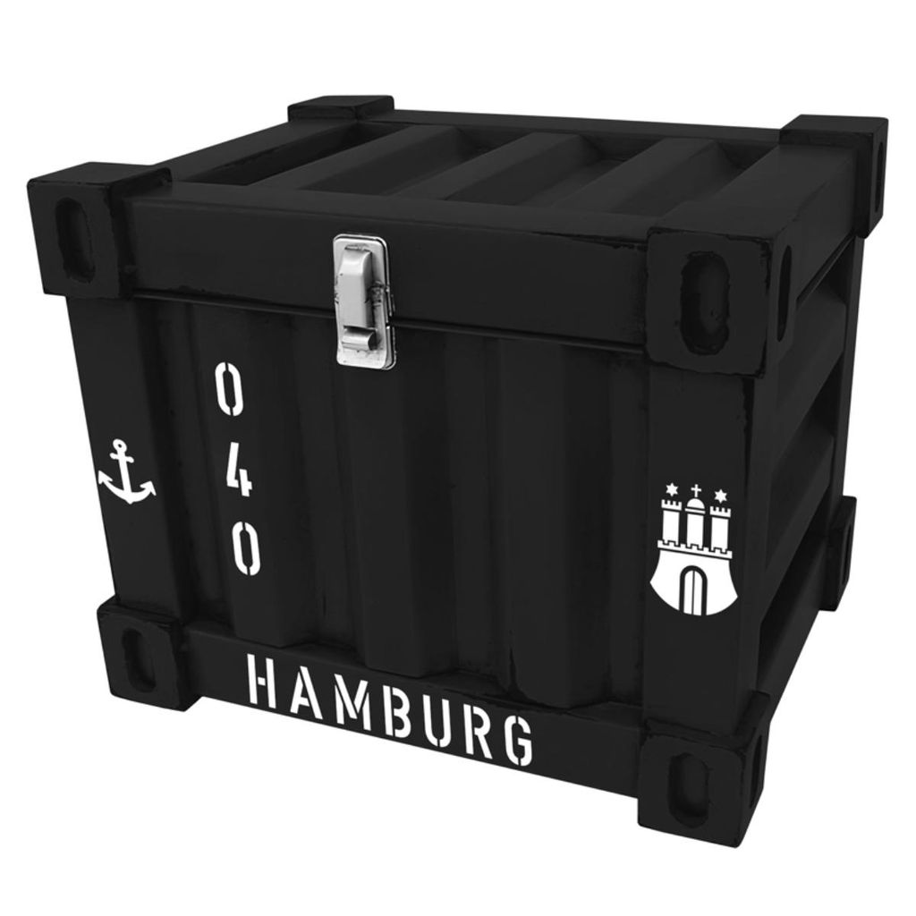 Truhe im Containerlook – Hamburg Design 26 * 20 * 20 cm Metall Schwarz