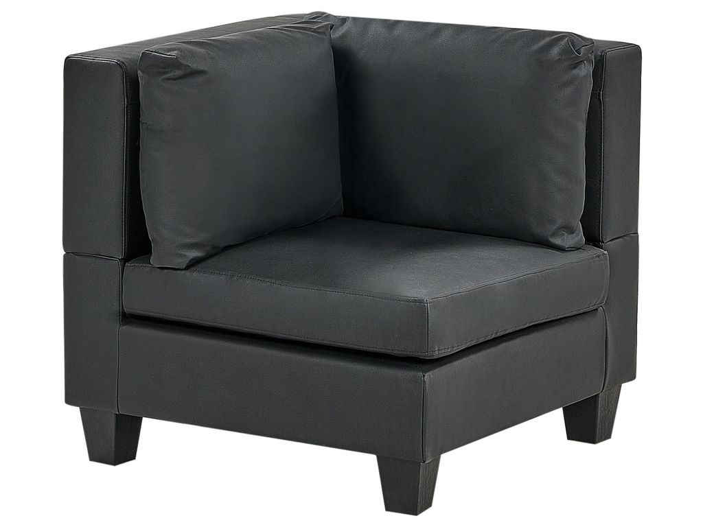 BELIANI Eckteil Schwarz Kunstleder mit Schwarzen Beinen Modern Eck-Sesselmodul Wohnzimmer Schlafzimmer Ausstattung Sitzmöbel