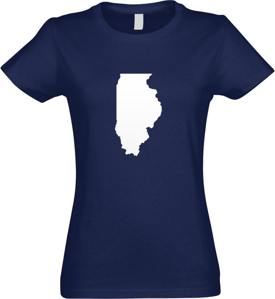 Kiwistar - T-Shirt tailliert - Damen - Navy - USA - Illinois Springfield - mit Motiv Bedruckt - Funshirt Design - Sport - Freizeit - Damen - XL