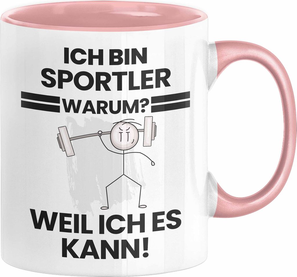 Sportler Geschenk Tasse Lustiger Spruch Ich Bin Sportler Warum Weil Ich Es Kann Geschenkidee Bester Sportler Geburtstag Kaffee-Becher (Rosa)
