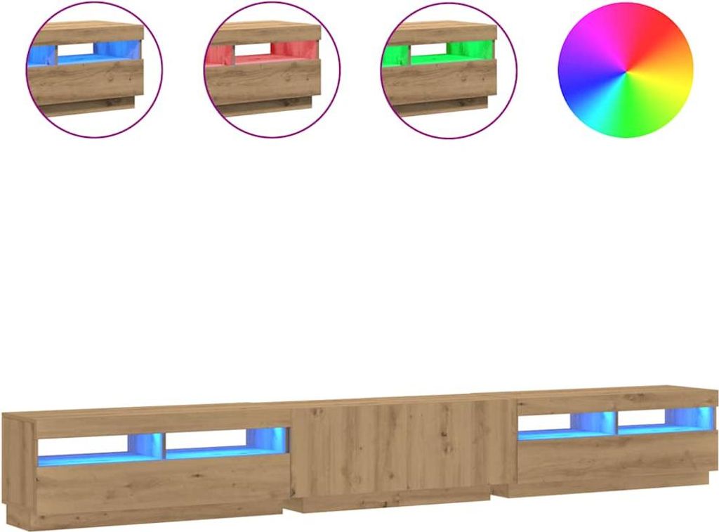 vidaXL TV-Schrank mit LED-Leuchten Artisan-Eiche 300x35x40 Produktbild 
