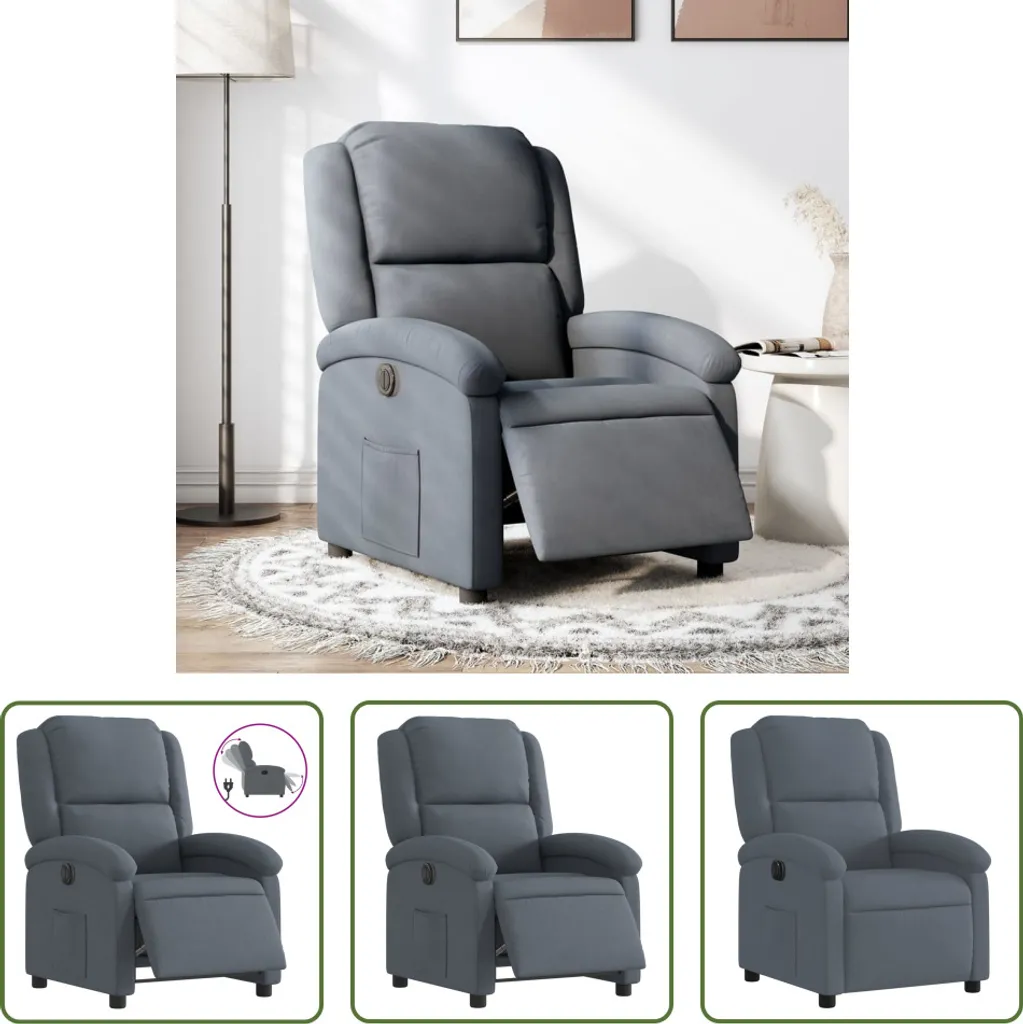 Soulagez votre dos avec ce fauteuil relax électrique gris foncé en velours