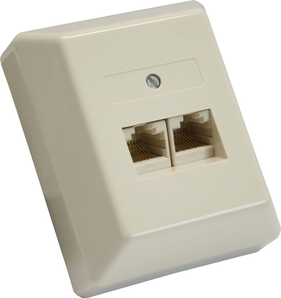 InLine ISDN Anschlussdose, 2x RJ45 Buchse, Aufputz, Schraubanschluss 2x 8-fach