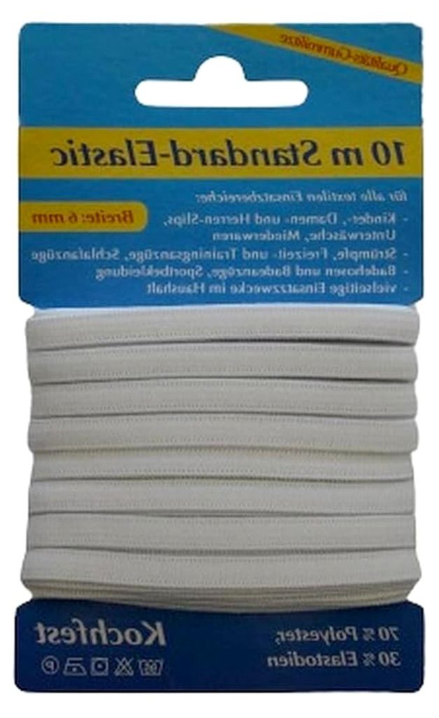 Gummilitze Gummiband Breit-Elastic 10m 6mm weiß (1013)