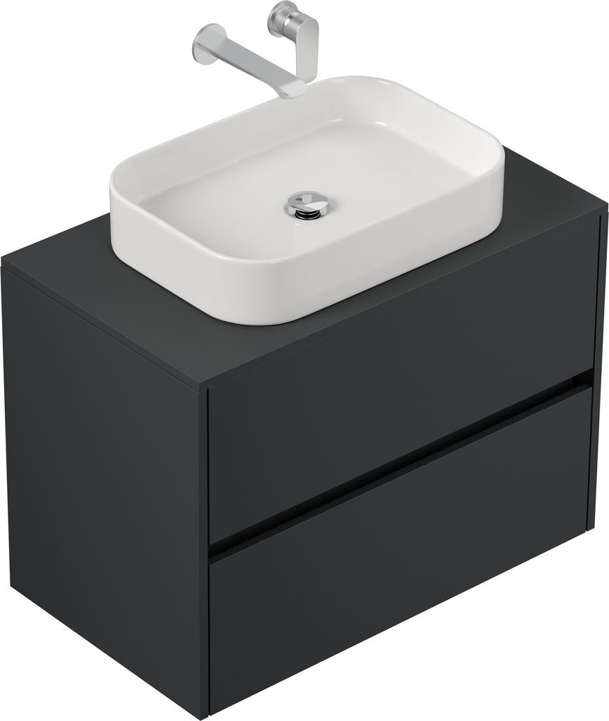 Badmöbel Taifun 80cm mit rechteckigem Aufsatzwaschbecken grafit : Grafit