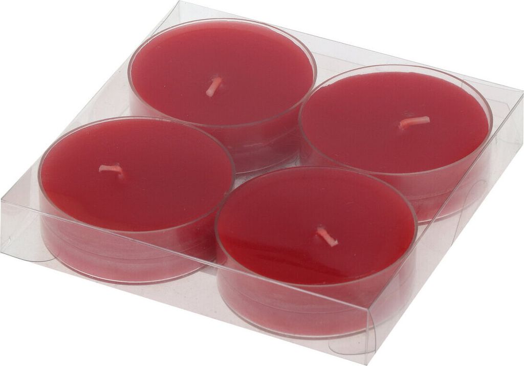 Maxilichte in Klarsichthülle Rubin Rot 20/59 mm, 4 Stück Produktbild 