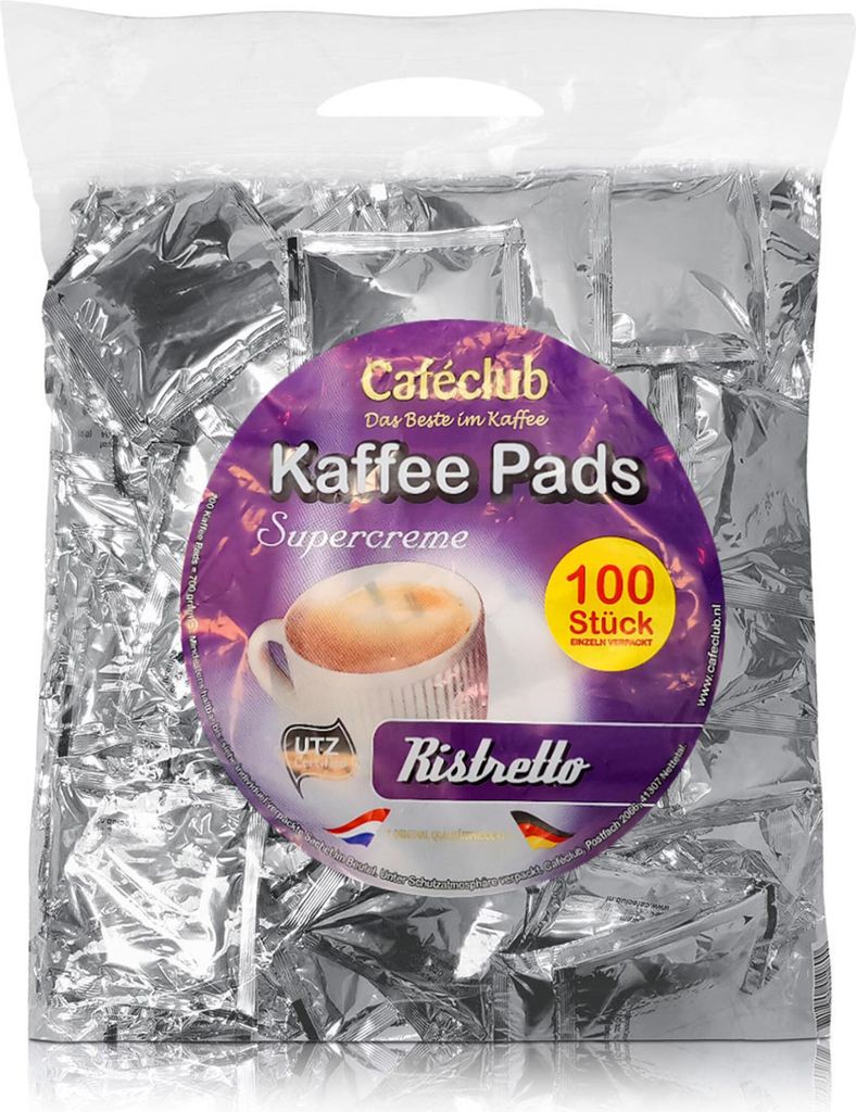 Cafeclub Kaffeepads Ristretto Supercreme Megabeutel 100 Stück (1er Pack)