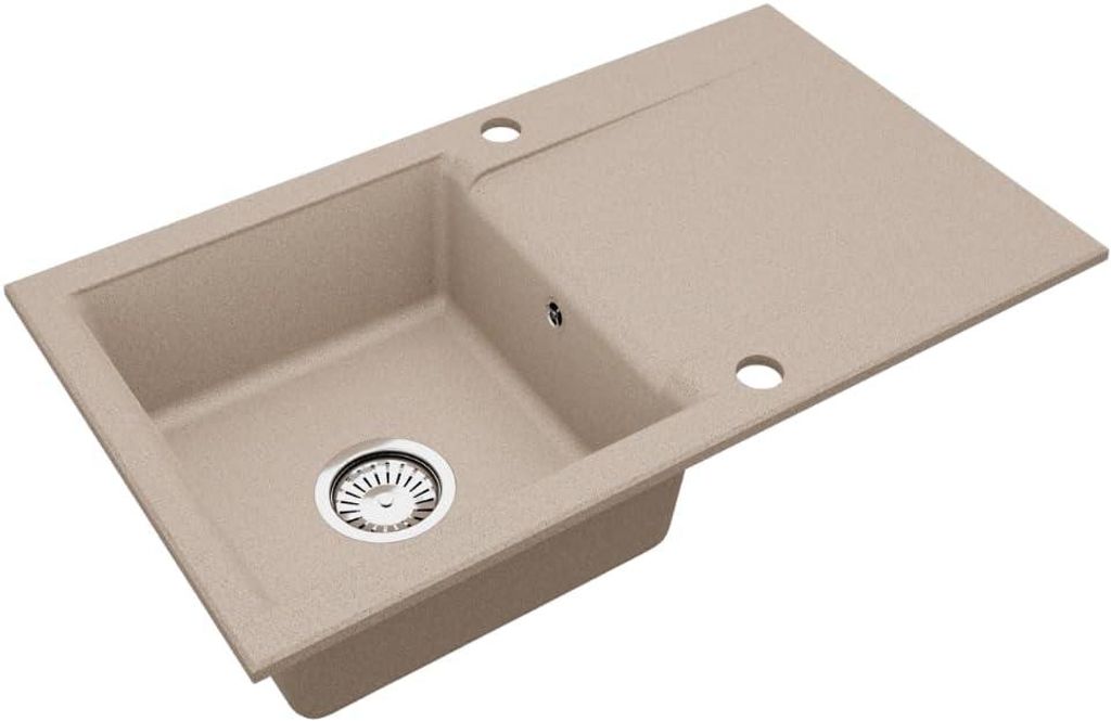 VBChome Granitspüle 76 x 44 cm Beige Einzelbecken Produktbild 