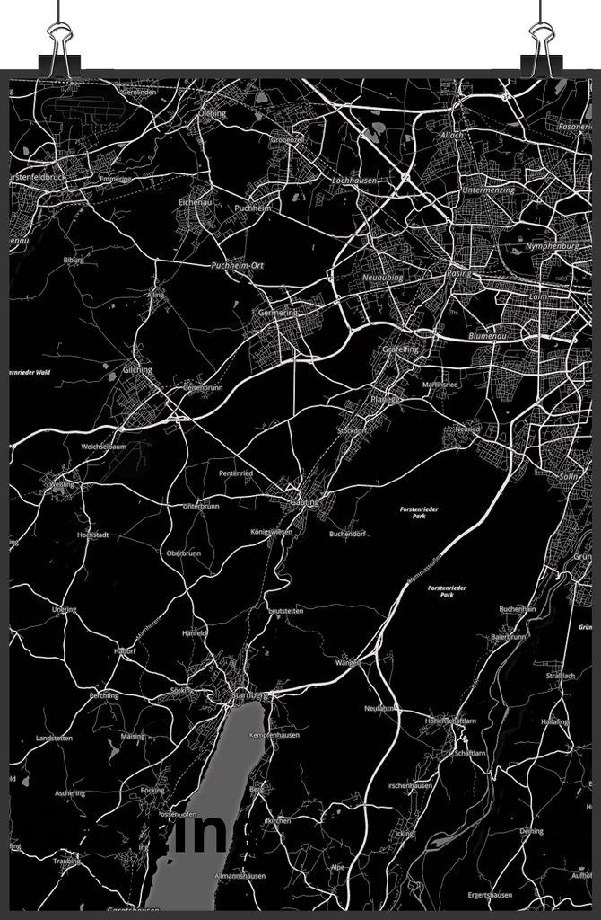 Mr. & Mrs. Panda Bild Gauting DIN A5 - Geschenk, Stadt, wanddeko, Dorf Karte Landkarte Map Stadtplan, Plakat, drucke, Wandbild, kunstdruck poster