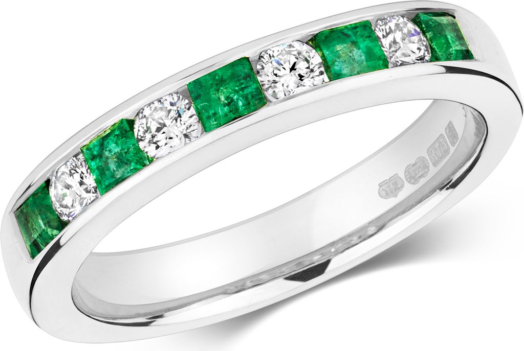 Raffinierter 9 Karat (375) Weißgold Halb Eternity Damen - Produktbild 