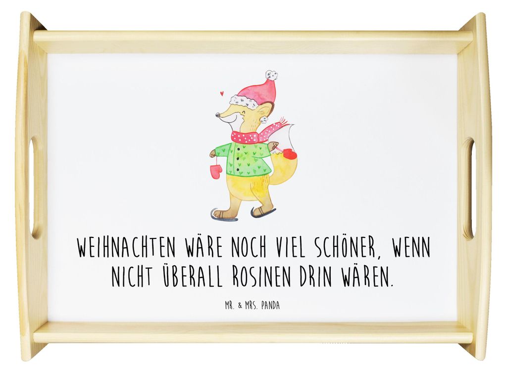 Mr. & Mrs. Panda Tablett Fuchs Schlittschuhe - Weiß - Geschenk, Heiligabend, Weihnachtsbaum, Weihnachten, Deko, Nikolaus, Weihnachtsmann, Tannenba...