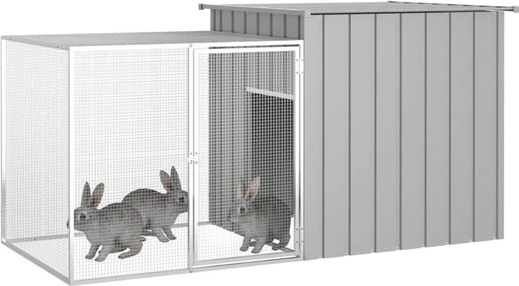 vidaXL Kaninchenkäfig Grau 200x91x100 cm Verzinkter Stahl Produktbild 