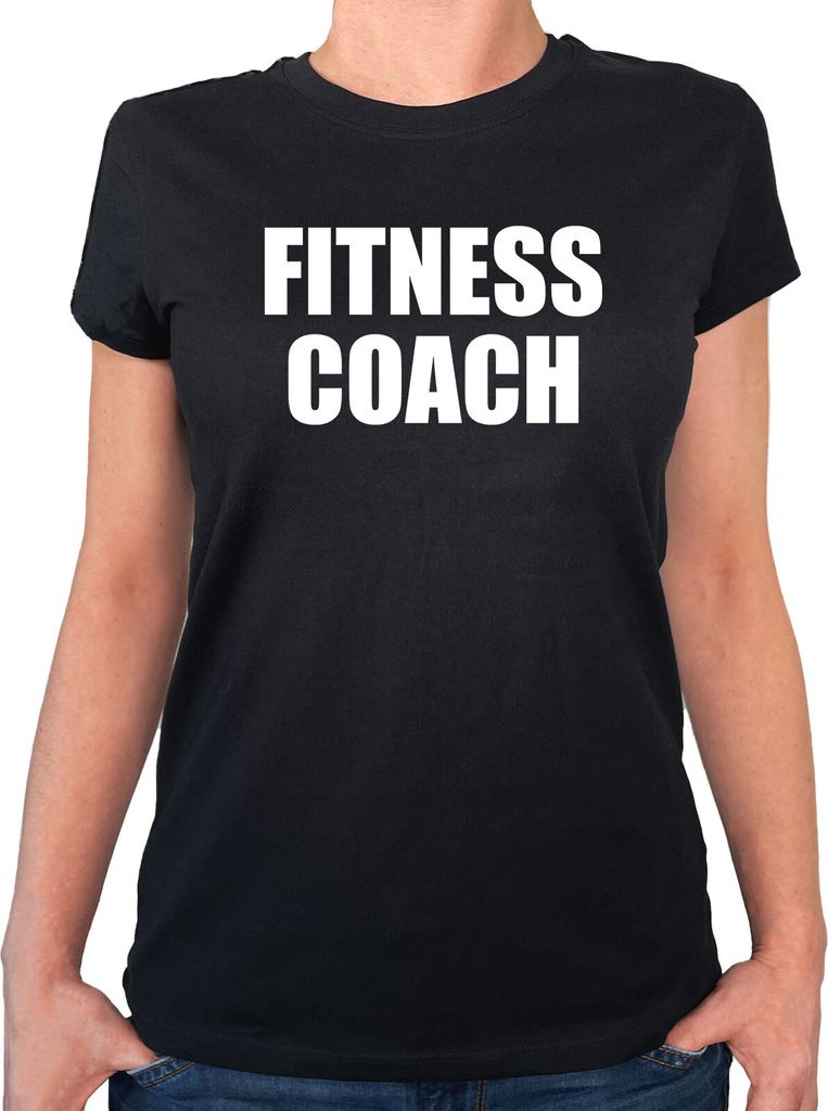 Huuraa Damen T-Shirt Fitness Coach Training S Black Bio Baumwolle Fairtrade Damenshirt Geschenkidee