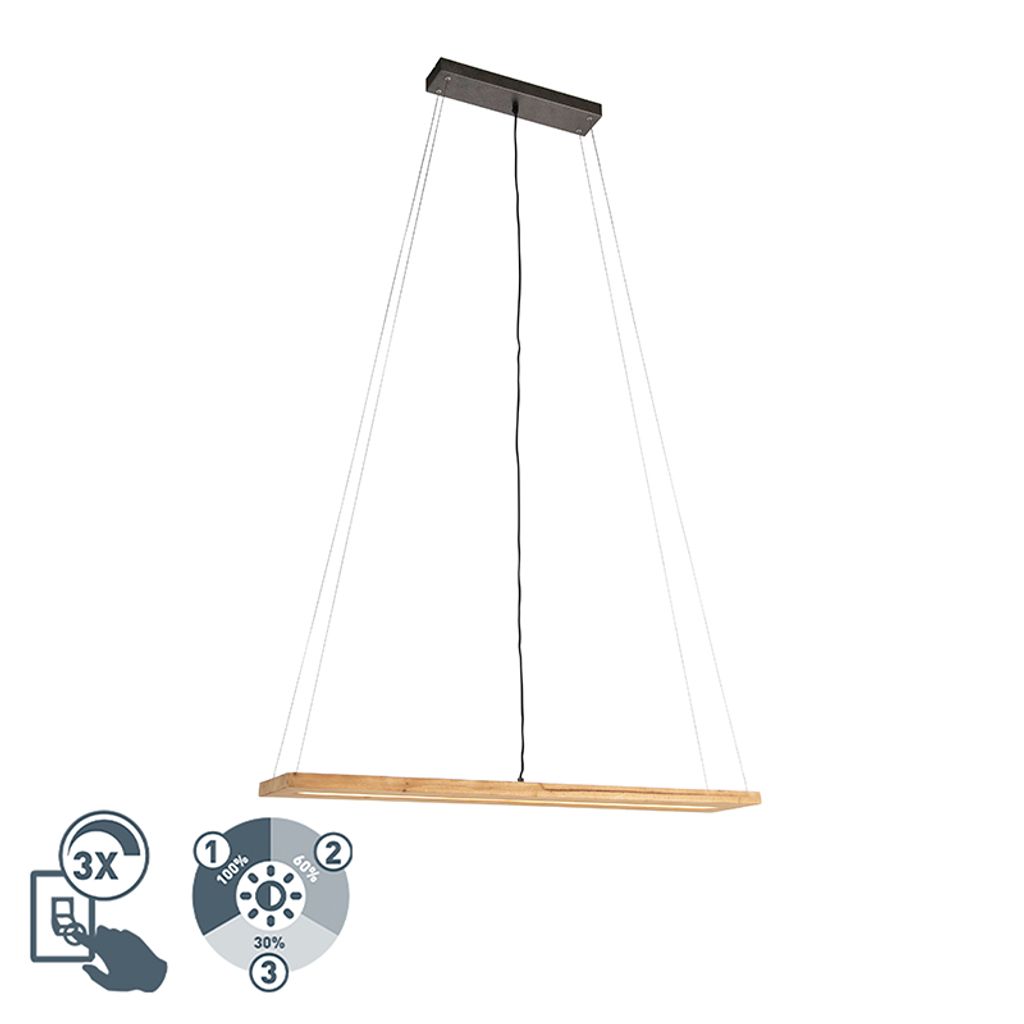 LED-Pendelleuchte - Braun - Nickel - Metall - Naturholz - Produktbild 