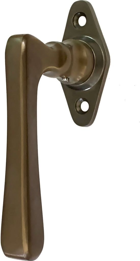 Fenstergriff in Messing patiniert - dunkel, Fensterolive - 12,5x5,8 cm