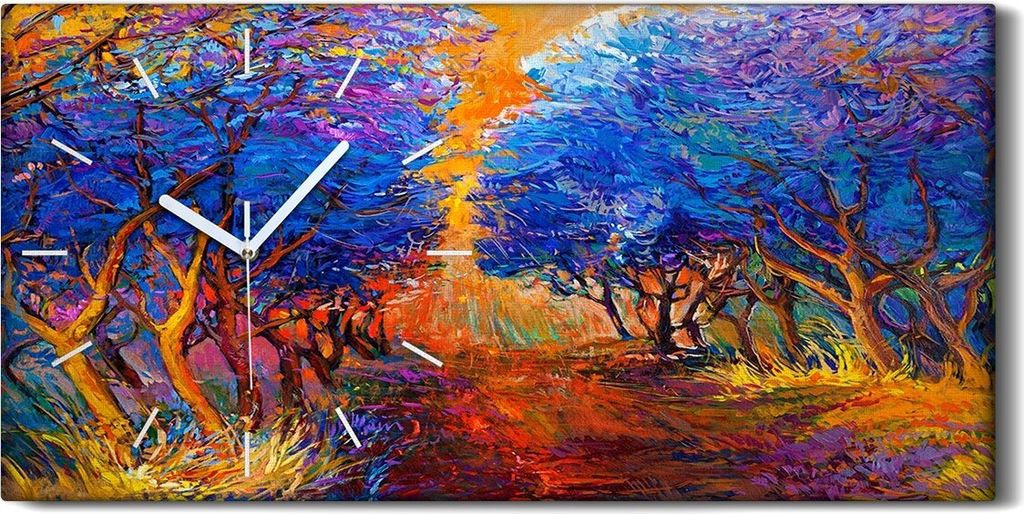 Leinwand Wanduhr Wandkunst Uhr Geräuschlos 60x30 Landschafts Wälder Herbst Wald - weiße Hände