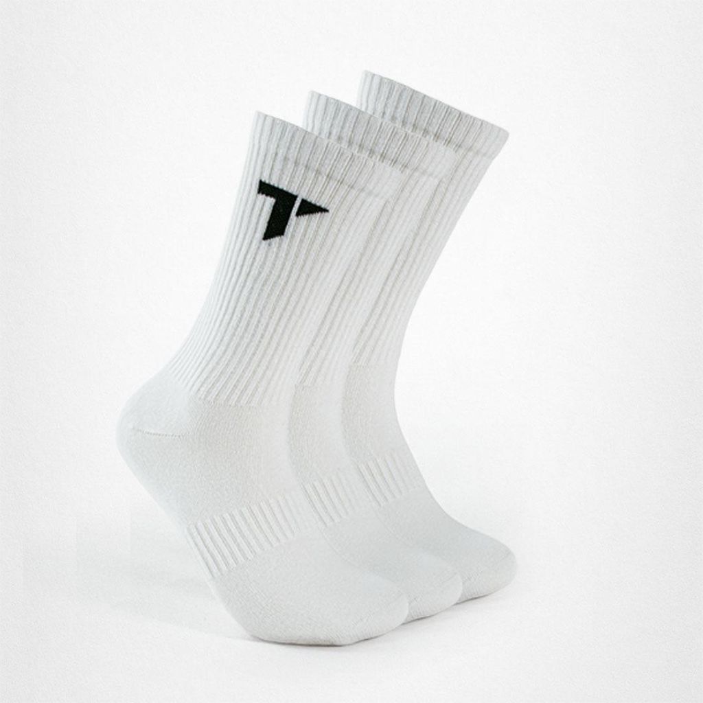 TRYIT 3 Paar Sportsocken | 47-50 | Baumwolle & recyceltes Polyamid | warme & bequeme Sport-Socken für Damen & Herren | Weiß