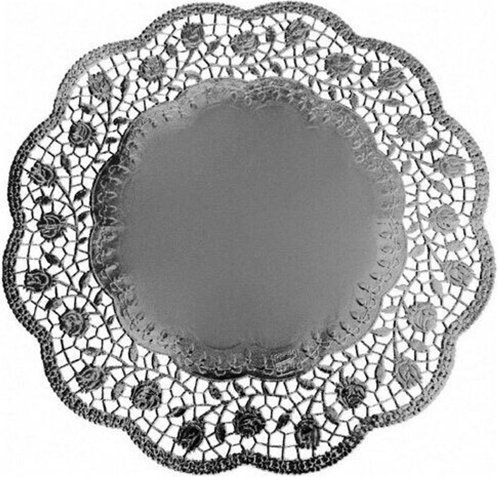 40x Deko-Tortenspitzen rund silber Ø 32 cm
