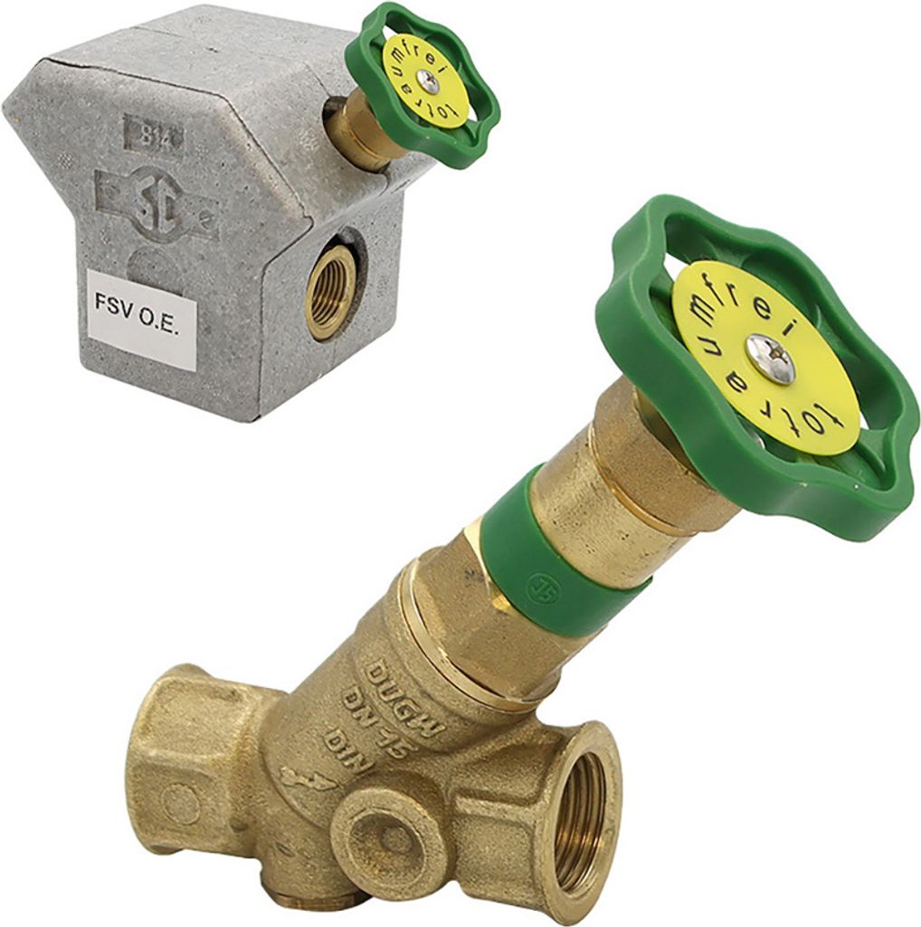 KFR-Ventil mit Prüfschraube Muffenanschluss mit Dämmschalle ohne Entleerung nicht steigender Spindel 1/2" bis 1 1/4"