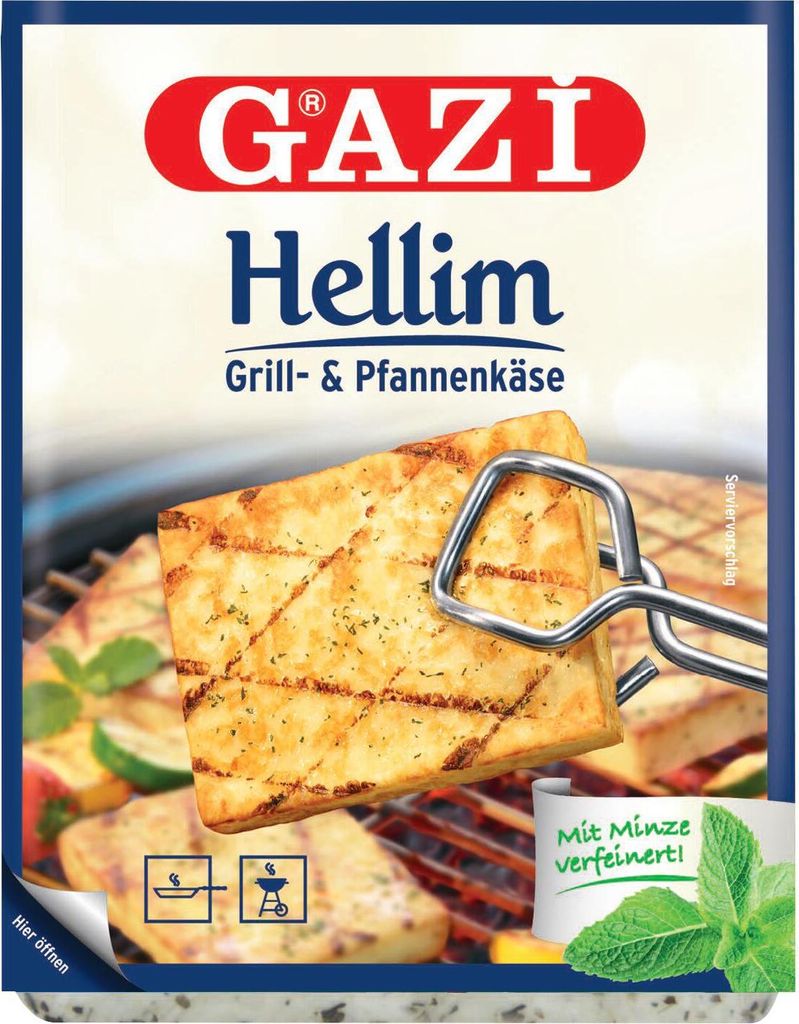 Gazi Hellim 3x 250g 45% Fett i. Tr. Pfannenkäse Grillkäse Schnittkäse mit Minze