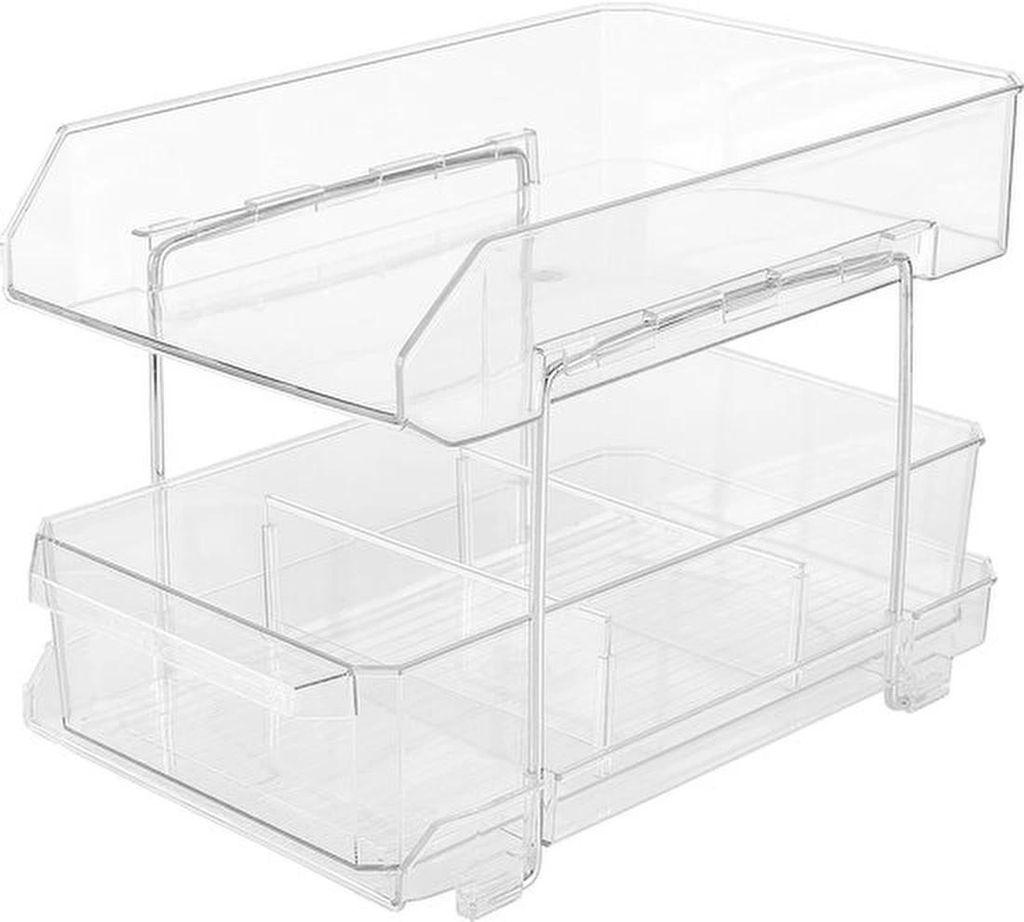 Unyqoos Transparenter Acryl-Organizer mit zwei Ebenen für Küche und Bad