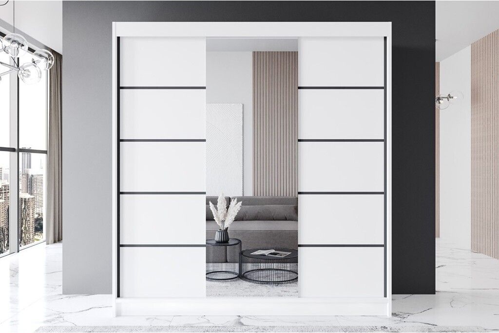Easy4You R6 250 cm Weiß Schiebetüren Kleiderschrank Produktbild 