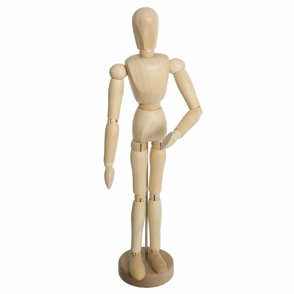 Mannequin bois articulé 33 cm Atmosphera - Finition naturelle et socle