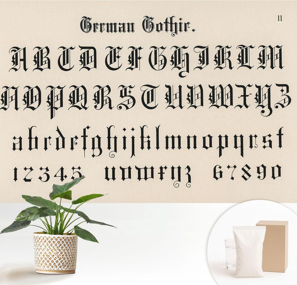 Fototapete - 152x104 cm - Tapete - Wandtapete - Wandbilder - Dekofolie - Tapete Folie - Wand - Dekoration - Wohnzimmer - gotische Buchstaben