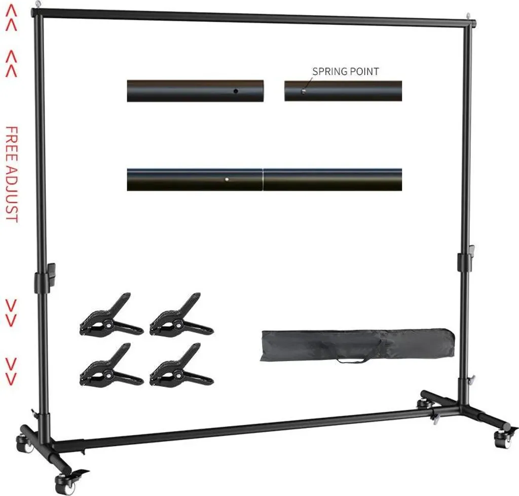 Support de fond télescopique 2x2m avec structure aluminium amovible
