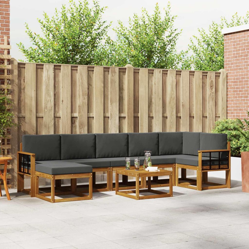 "Neues Produkt" Outdoor-Sofagarnitur ANTI-UV - CLORIS - mit Kissen - 8 pcs - Natur und Anthrazit - Modern Gartensofas V153