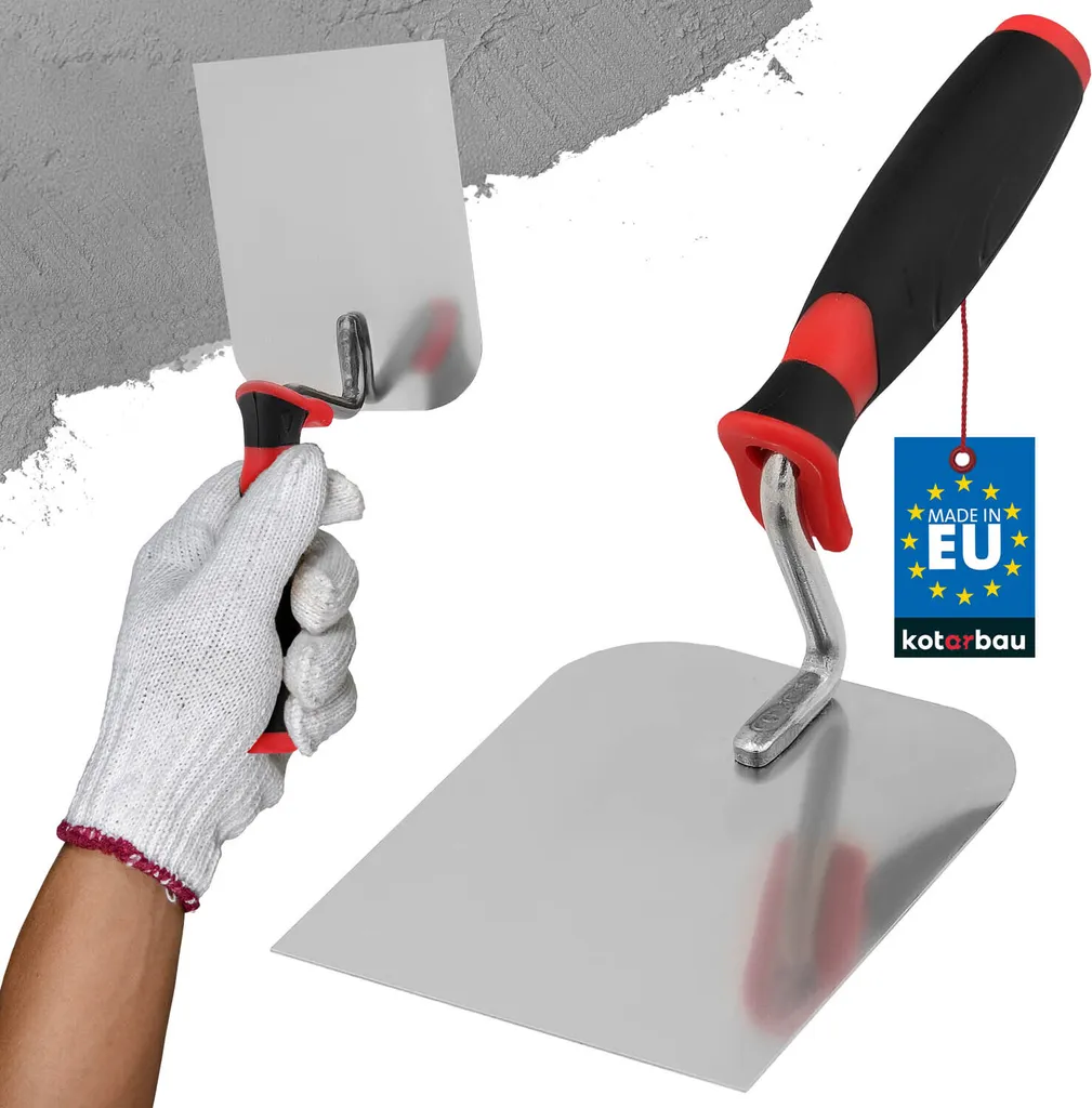KOTARBAU® Frattazzo Muratore Inox 128x100mm | Manico Gomma Professionale