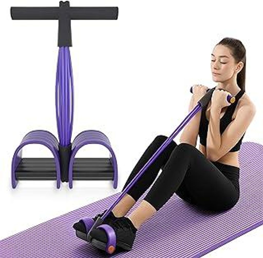 Bauchtrainer, Sit Up Trainingsgeräte Bodybuilding Expander Ganzkörpertrainer für Zuhause 6 Tubes Elastische Zugseil Multifunktions Leg Exerciser...