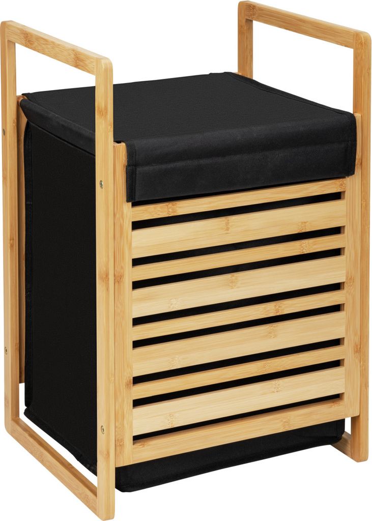 WENKO Polyester Wäschetruhe Ecori in Schwarz 40 x 60 x 35 cm