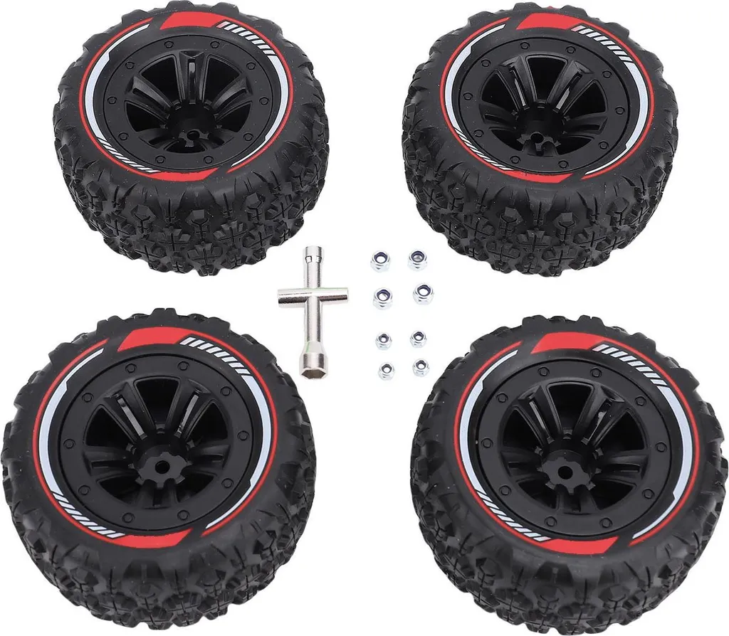 Pneus RC Hexagonaux 12mm Haute Traction pour Terrains Difficiles Noir