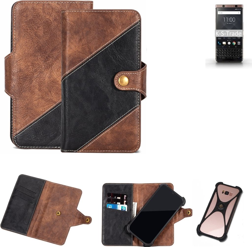 K-S-Trade Handy Hülle Schutz Hülle Schutzhülle Bookstyle Case kompatibel mit Blackberry KEYone Bronze Edition Handy Cover Hülle Schutztasche 1x