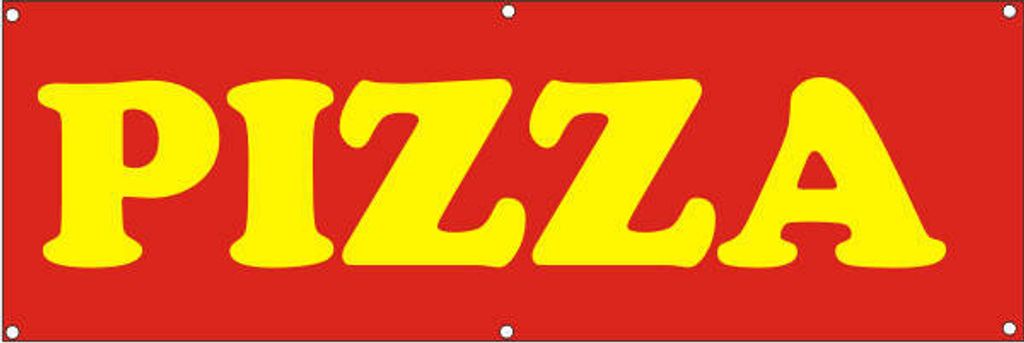 Werbeplane / Gerüstplane - p147 - Pizza - NEU - 150x50 cm - für Baustelle, Garten, Zaun oder Veranstaltung